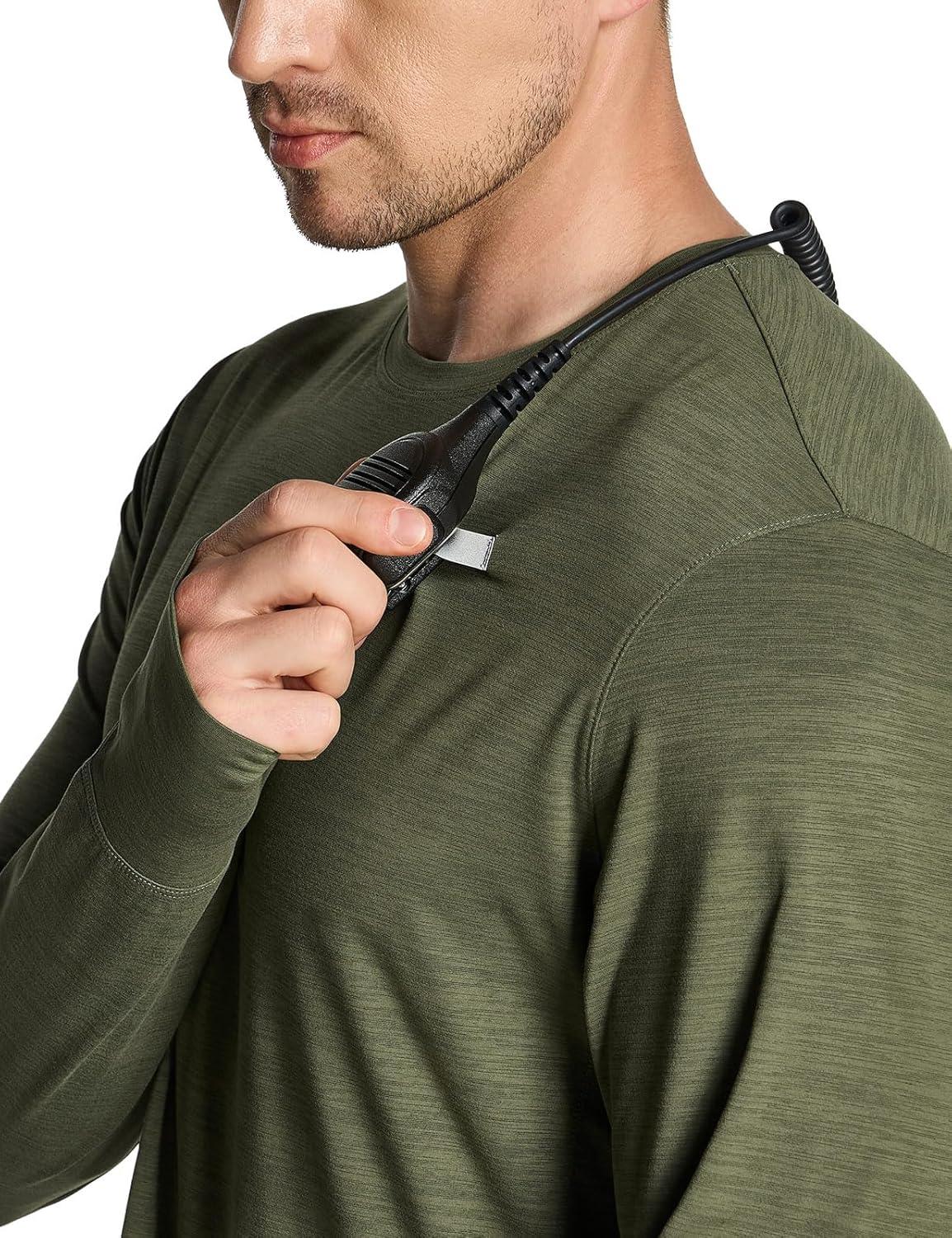 imageCQR Mens UPF 50 Sun Protection Long Sleeve Quick Dry Athletic Shirts Stretch Running Workout Hiking TShirtsProtector Soil Green