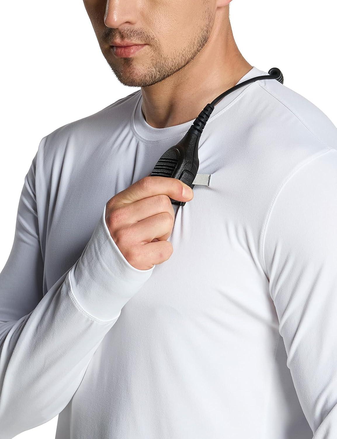 imageCQR Mens UPF 50 Sun Protection Long Sleeve Quick Dry Athletic Shirts Stretch Running Workout Hiking TShirtsProtector White