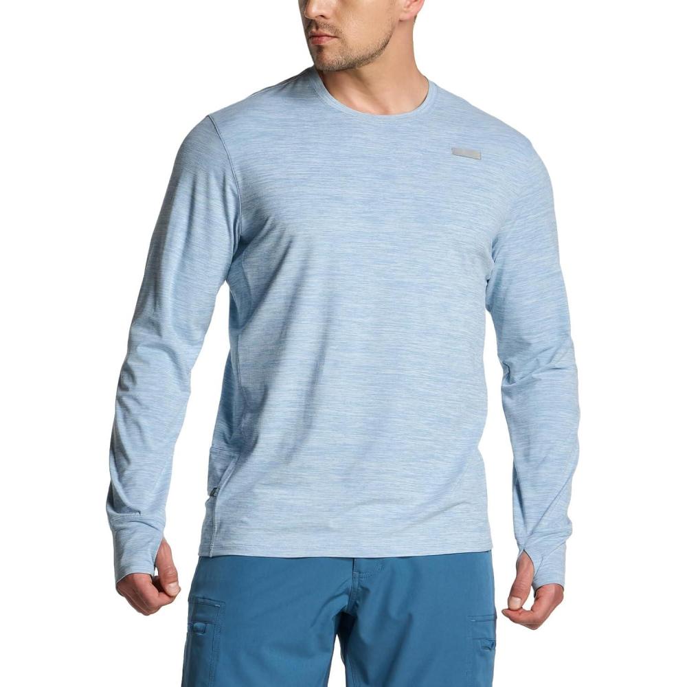 imageCQR Mens UPF 50 Sun Protection Long Sleeve Quick Dry Athletic Shirts Stretch Running Workout Hiking TShirtsProtector Ocean
