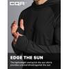 CQR Men’s UPF 50+ Sun Protection Long Sleeve Quick Dry Athletic Shirts, Stretch Running Workout Hiking T-Shirts(Protector Hoodie Black)