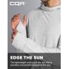 CQR Men’s UPF 50+ Sun Protection Long Sleeve Quick Dry Athletic Shirts, Stretch Running Workout Hiking T-Shirts(Protector Hoodie Light Grey)