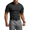 CQR Men’s Short Sleeve Military Tactical T-Shirt, Athletic Gym Training Army Shirts, Outdoor Hiking Workout Shirt(Frost Pro Crewneck Black)