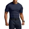 CQR Men’s Short Sleeve Military Tactical T-Shirt, Athletic Gym Training Army Shirts, Outdoor Hiking Workout Shirt(Frost Pro Crewneck Police Navy)