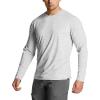 CQR Men’s UPF 50+ Sun Protection Long Sleeve Quick Dry Athletic Shirts, Stretch Running Workout Hiking T-Shirts(Basic Light Grey)