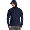 CQR Men’s UPF 50+ Sun Protection Long Sleeve Quick Dry Athletic Shirts, Stretch Running Workout Hiking T-Shirts(Protector Hoodie Operator Navy)