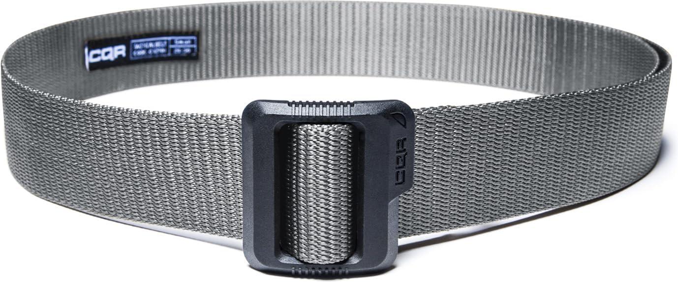 imageCQR Tactical Belt Military Style Heavy Duty Belt Webbing EDC QuickRelease BuckleDura Nylon Grey