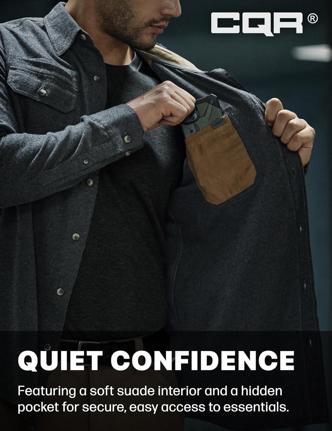 imageCQR Mens 100 All Cotton Button Down Flannel Shirts Long Sleeve Brushed Warm Soft Casual Outdoor Plaid ShirtSuede Grey