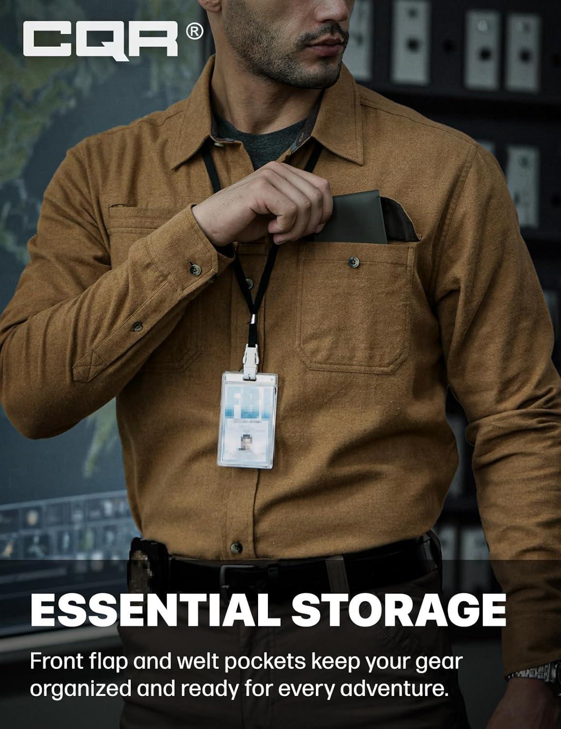 imageCQR Mens 100 All Cotton Button Down Flannel Shirts Long Sleeve Brushed Warm Soft Casual Outdoor Plaid ShirtSuede Wheat Brown