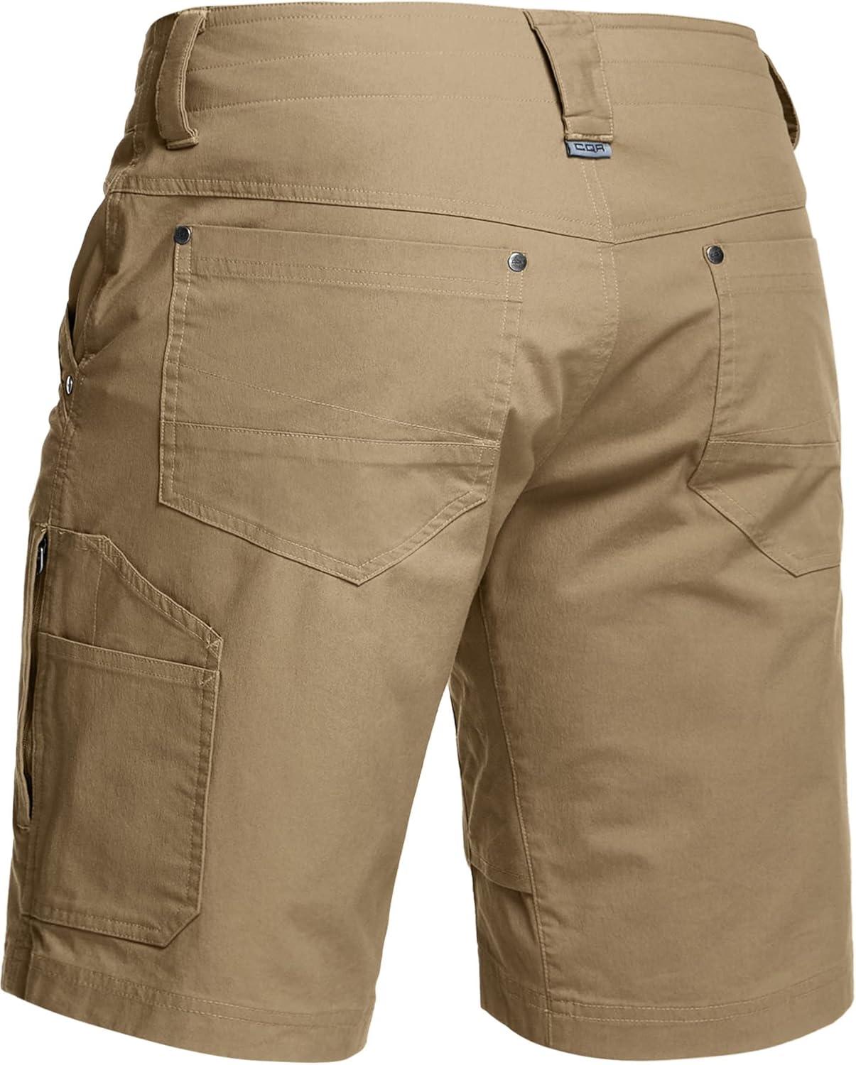 imageCQR Mens Stretch Utility Shorts Lightweight Quick Dry Casual Shorts Hiking Golf Cargo Shorts with Zipper PocketsSedona Shorts Coyote