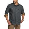 CQR Men’s 100% All Cotton Button Down Flannel Shirts, Long Sleeve Brushed Warm Soft Casual Outdoor Plaid Shirt(Suede Grey)
