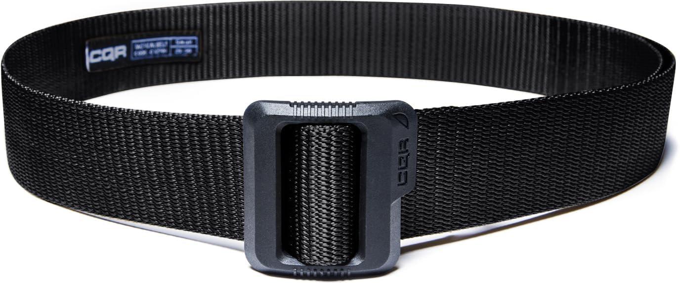 imageCQR Tactical Belt Military Style Heavy Duty Belt Webbing EDC QuickRelease Buckle2pack Dura Nylon Black Black