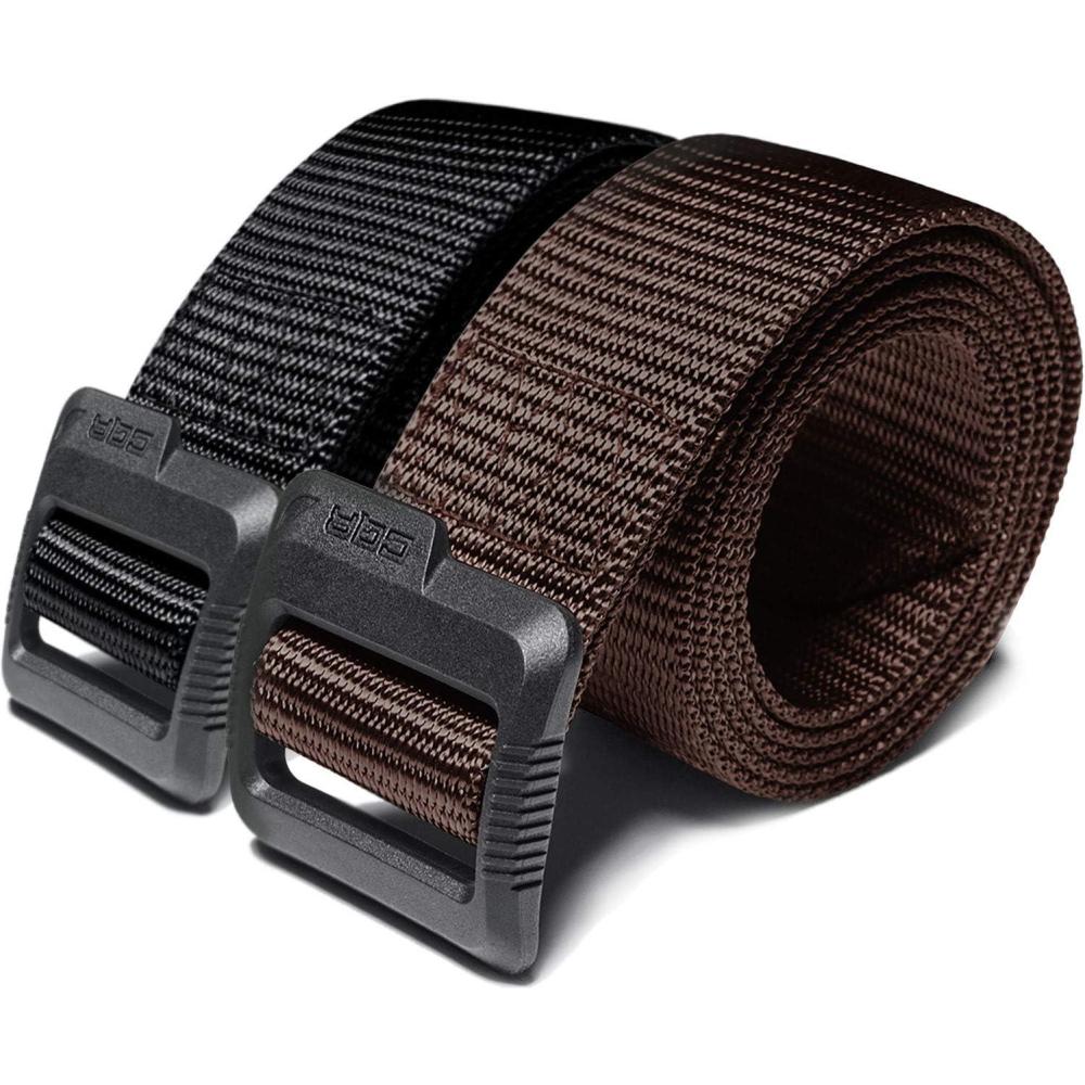 imageCQR Tactical Belt Military Style Heavy Duty Belt Webbing EDC QuickRelease Buckle2pack Dura Nylon Black Brown