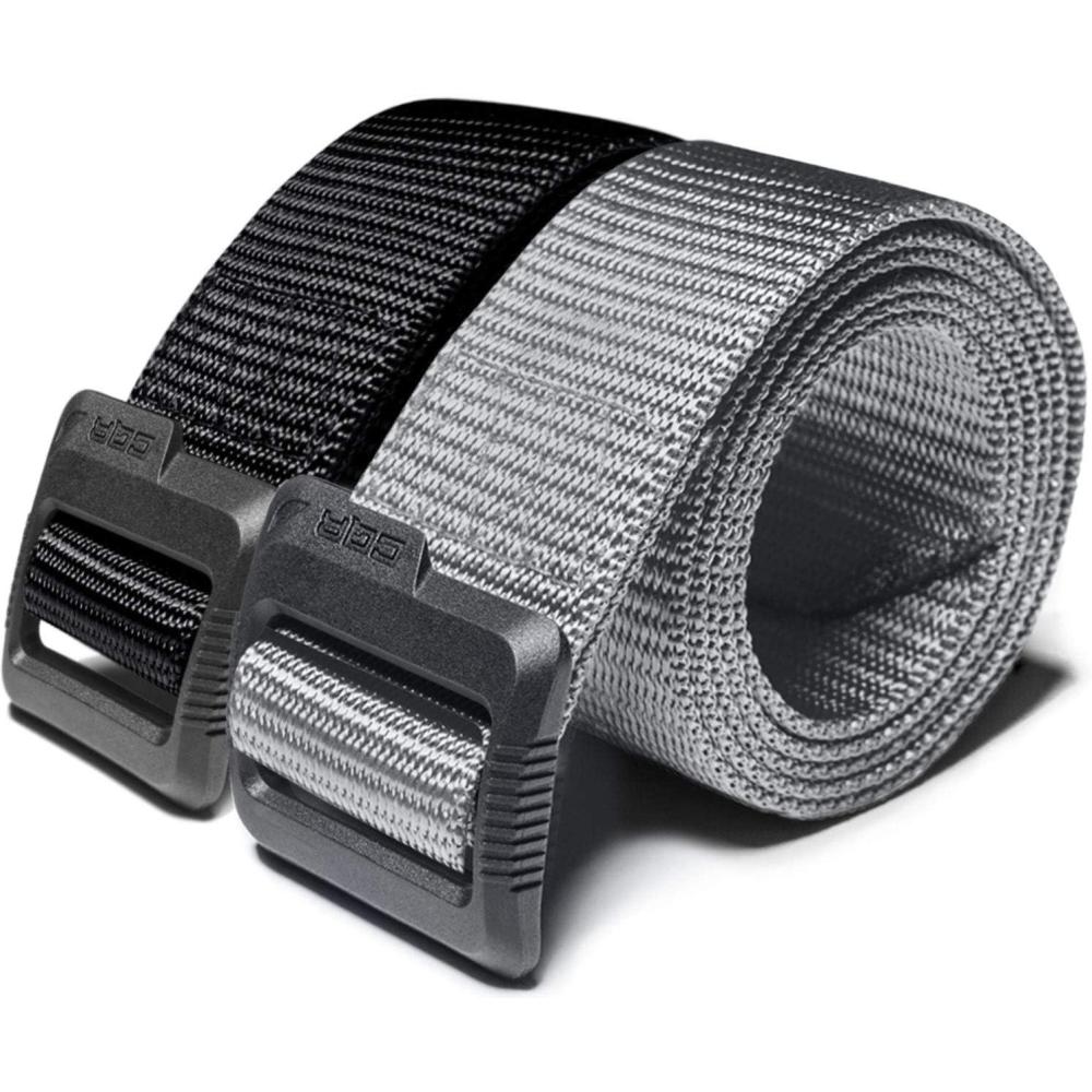 imageCQR Tactical Belt Military Style Heavy Duty Belt Webbing EDC QuickRelease Buckle2pack Dura Nylon Black Grey