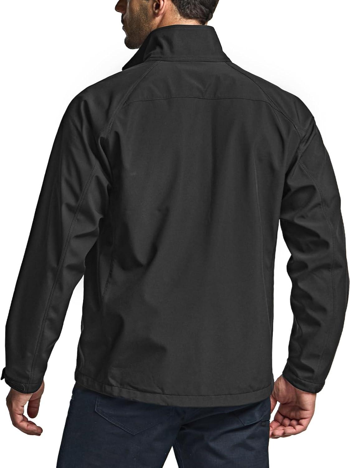 imageCQR Mens Water Resistant Tactical Softshell Jacket Fleece Lined High Neck Full Zip Wind Rain Hiking Hunting Winter OutdoorUrban Black