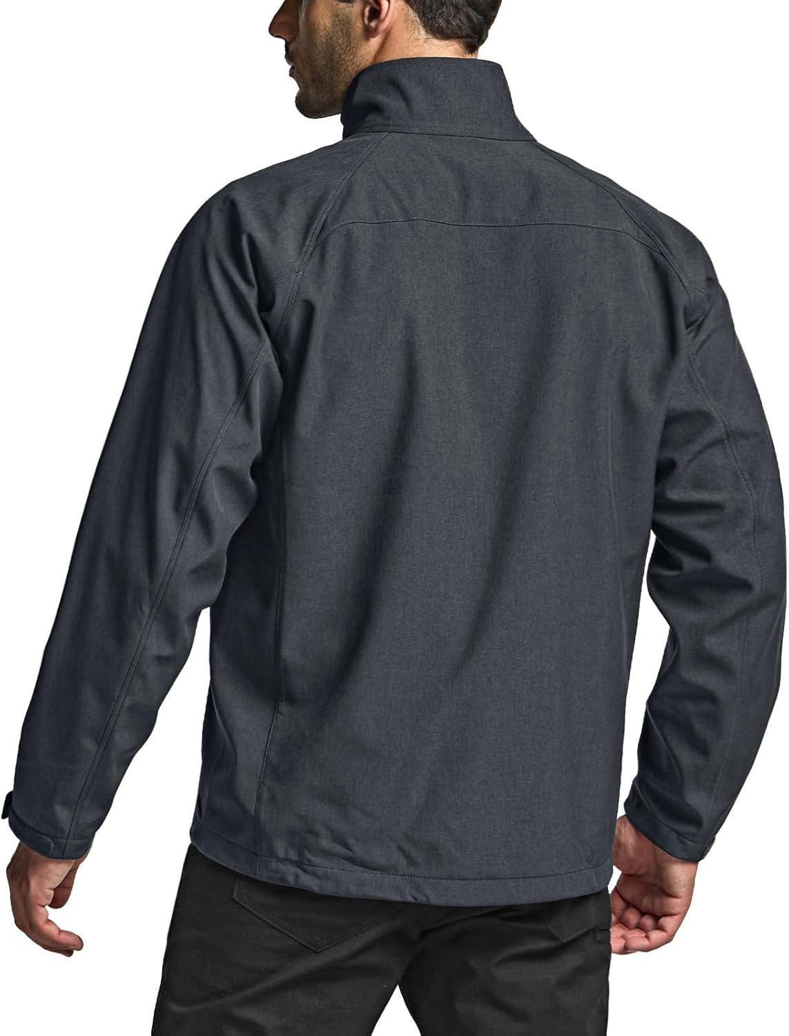 imageCQR Mens Water Resistant Tactical Softshell Jacket Fleece Lined High Neck Full Zip Wind Rain Hiking Hunting Winter OutdoorUrban Heather Dark Grey