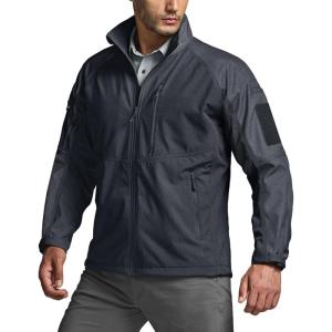 CQR Men’s Water Resistant Tactical Softshell Jacket, Fleece Lined High Neck Full Zip, Wind Rain Hiking Hunting Winter Outdoor(Operator X Dark Grey)