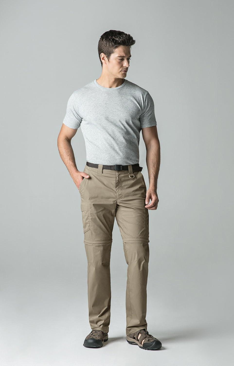 imageCQR Mens Convertible Cargo Tactical Pants Water Resistant Outdoor Hiking Pants Zip Off Lightweight Stretch Work PantsLightweight Zipoff Tan