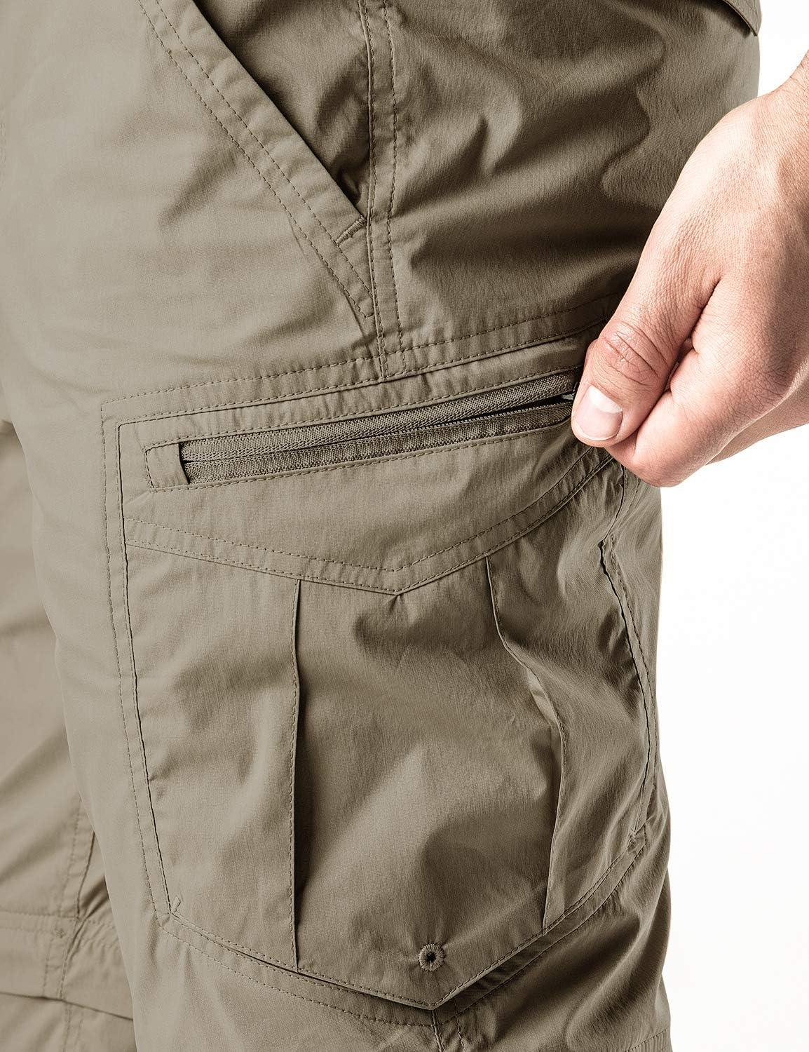 imageCQR Mens Convertible Cargo Tactical Pants Water Resistant Outdoor Hiking Pants Zip Off Lightweight Stretch Work PantsLightweight Zipoff Tan