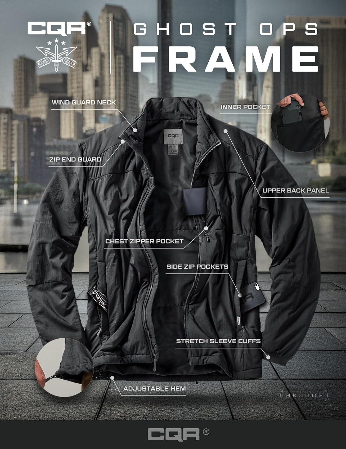 imageCQR Mens Lightweight Warm Insulated Jacket Windproof Water Resistant Winter Active Coat for Hiking Work Outdoor TacticalFrame Black