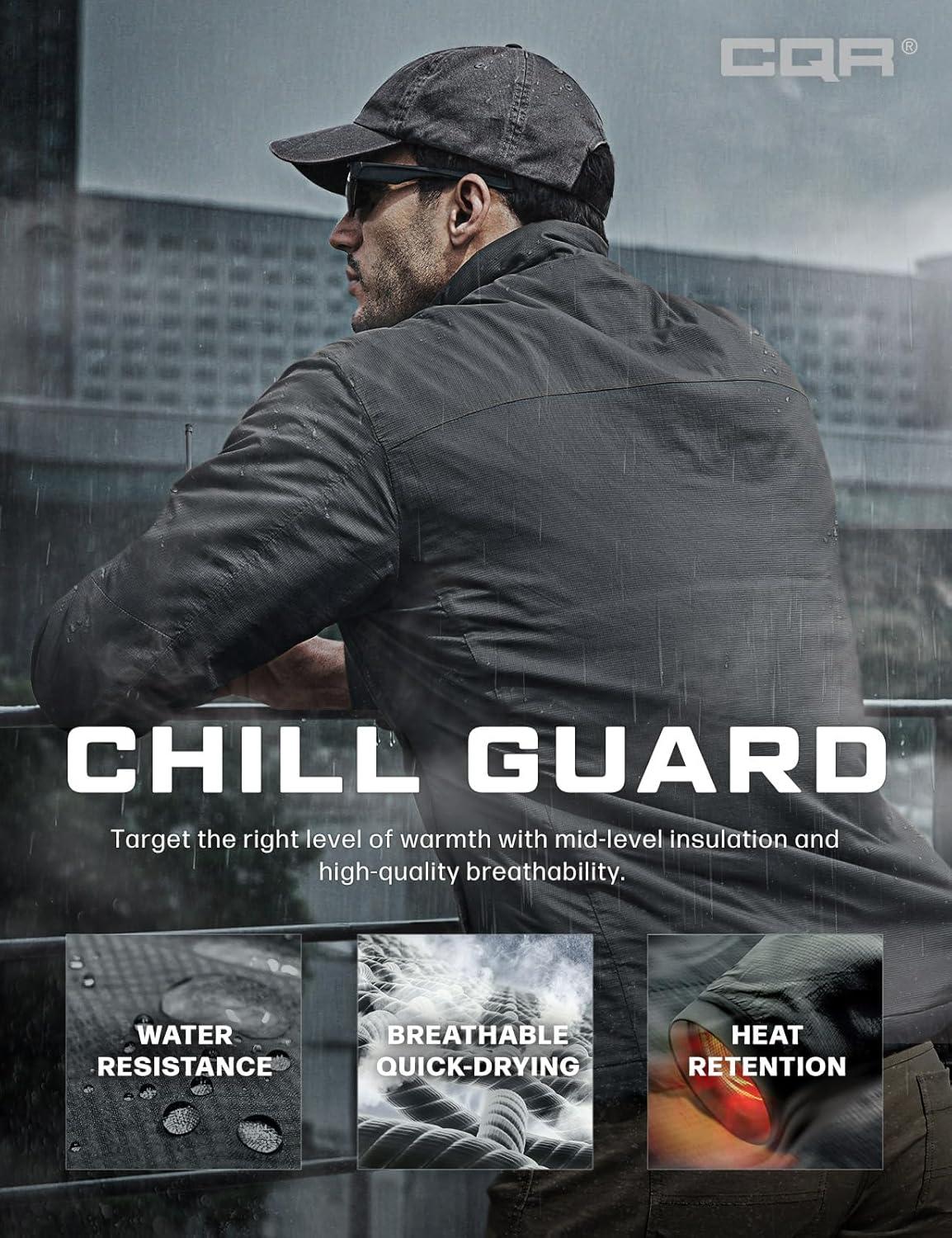 imageCQR Mens Lightweight Warm Insulated Jacket Windproof Water Resistant Winter Active Coat for Hiking Work Outdoor TacticalFrame Shadow Grey