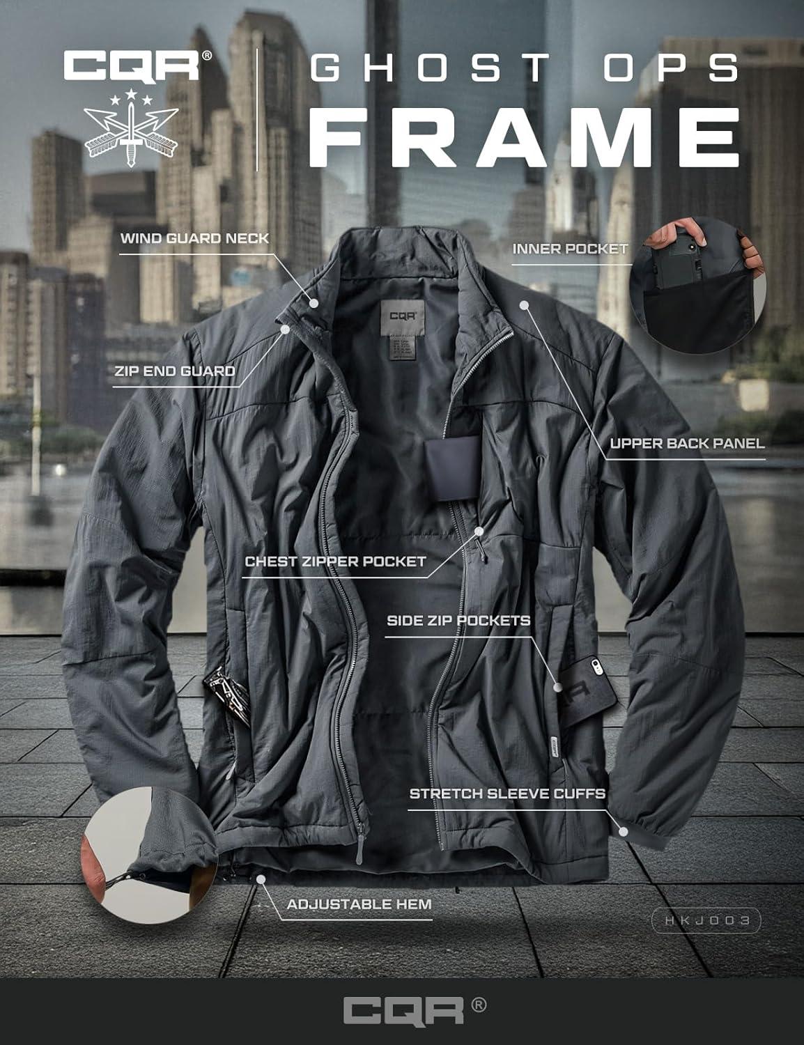 imageCQR Mens Lightweight Warm Insulated Jacket Windproof Water Resistant Winter Active Coat for Hiking Work Outdoor TacticalFrame Shadow Grey