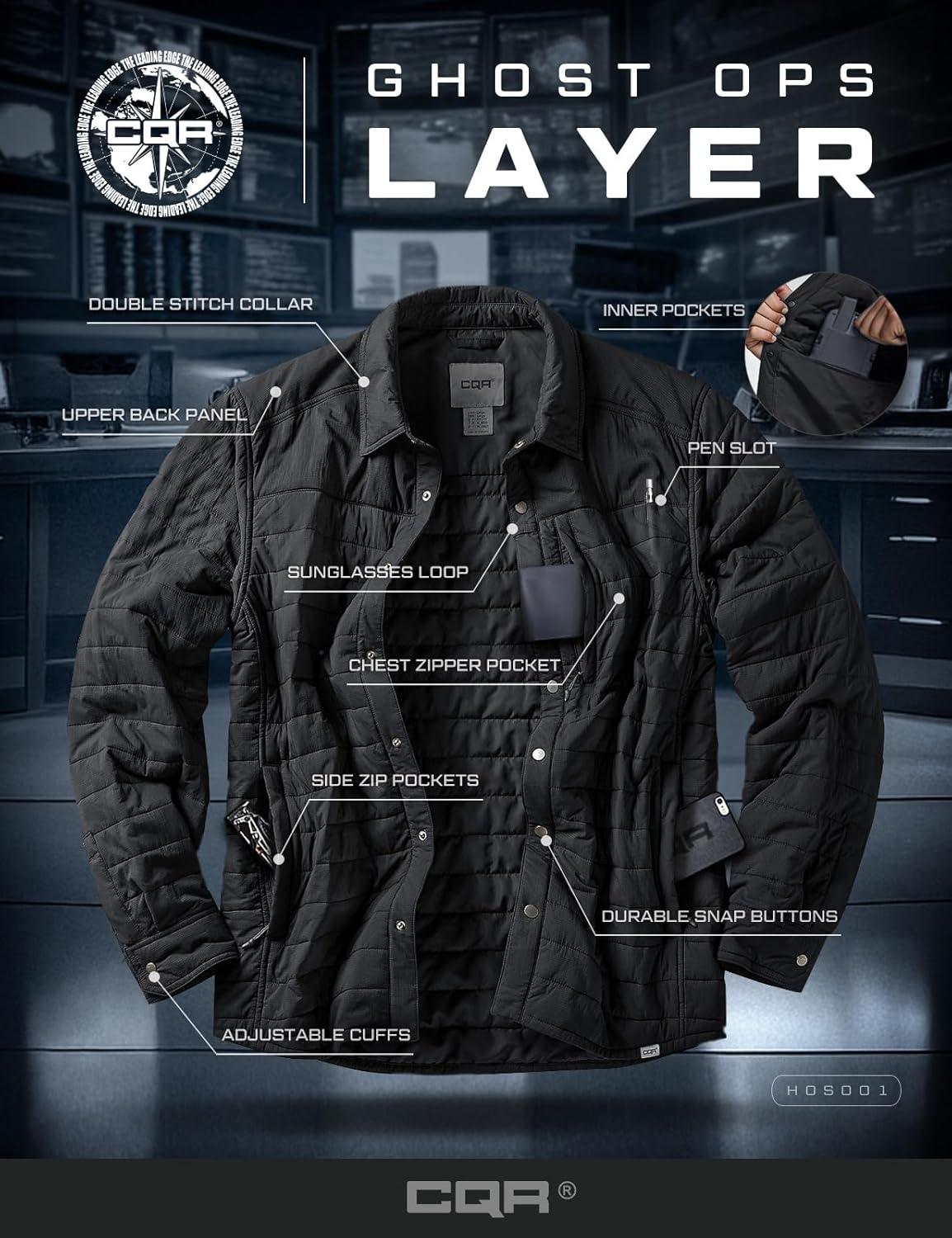 imageCQR Mens Lightweight Warm Insulated Jacket Windproof Water Resistant Winter Active Coat for Hiking Work Outdoor TacticalLayer Black