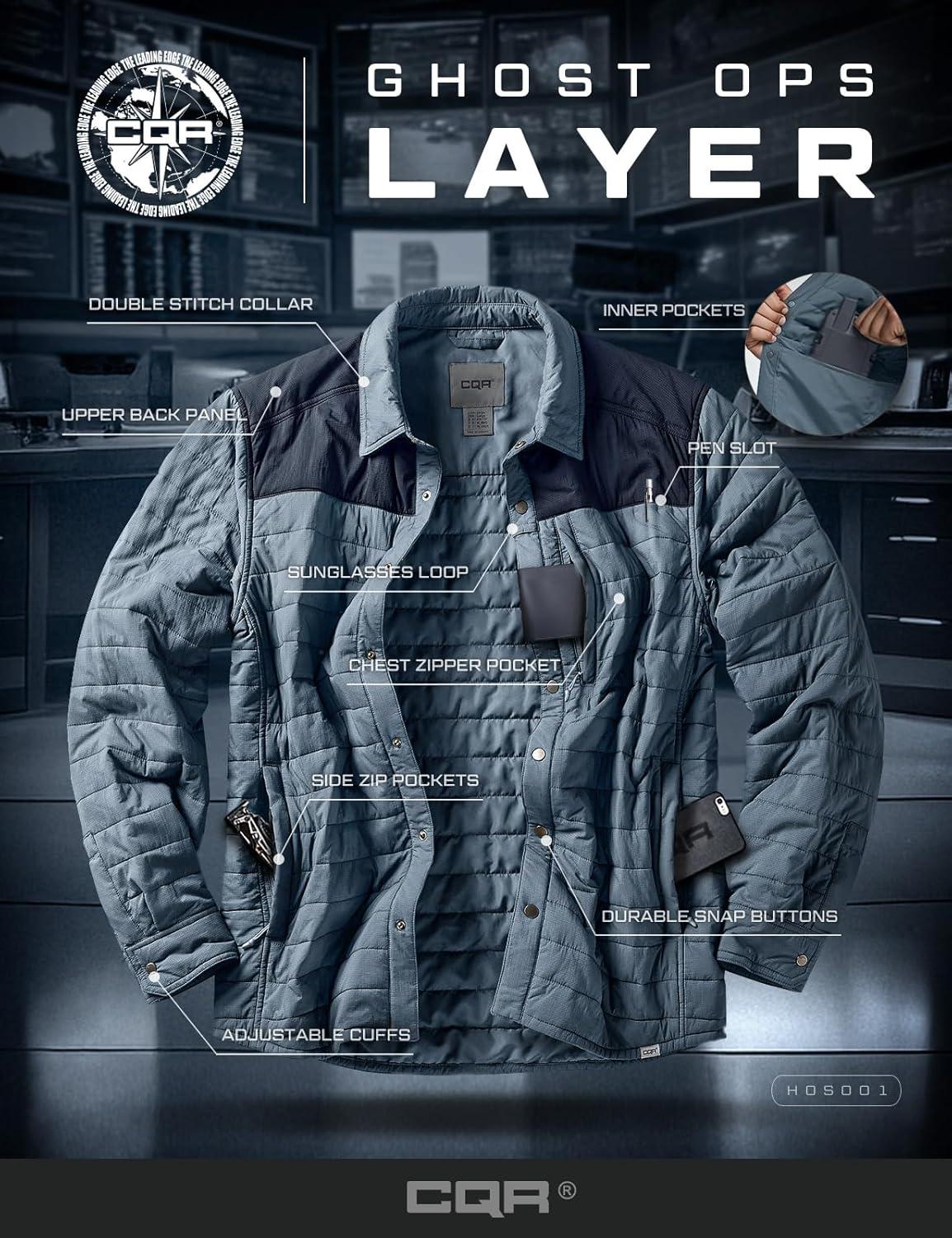 imageCQR Mens Lightweight Warm Insulated Jacket Windproof Water Resistant Winter Active Coat for Hiking Work Outdoor TacticalLayer Navy Stone Blue