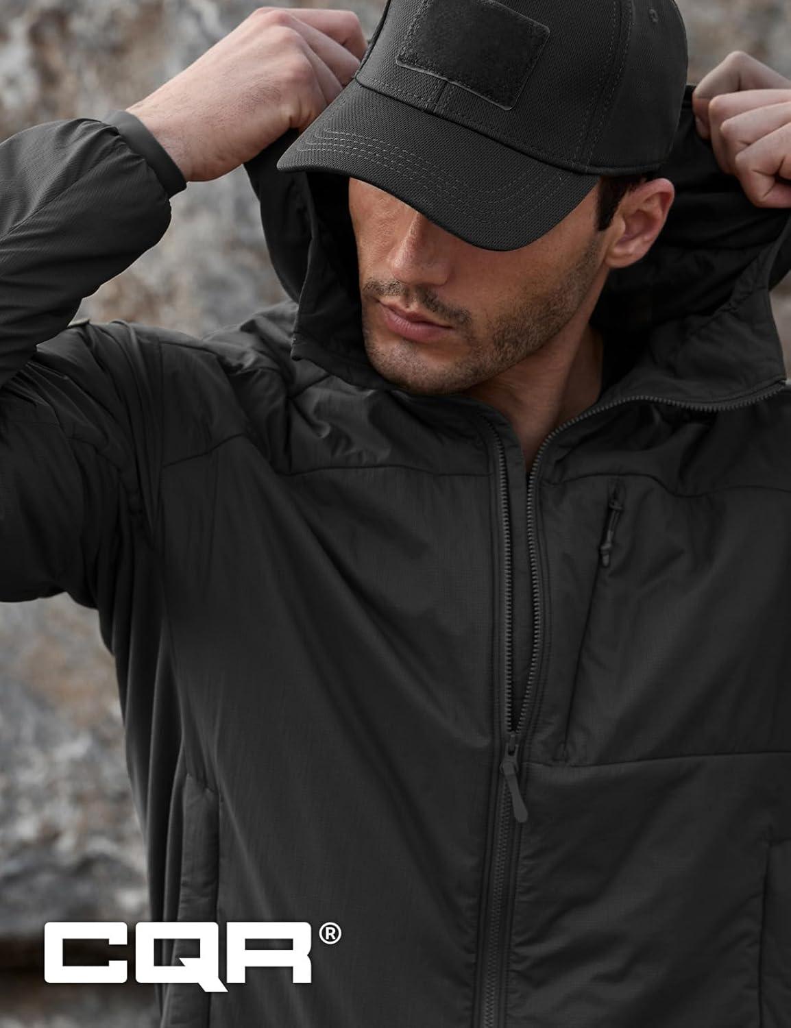 imageCQR Mens Lightweight Warm Insulated Jacket Windproof Water Resistant Winter Active Coat for Hiking Work Outdoor TacticalLightweight Black