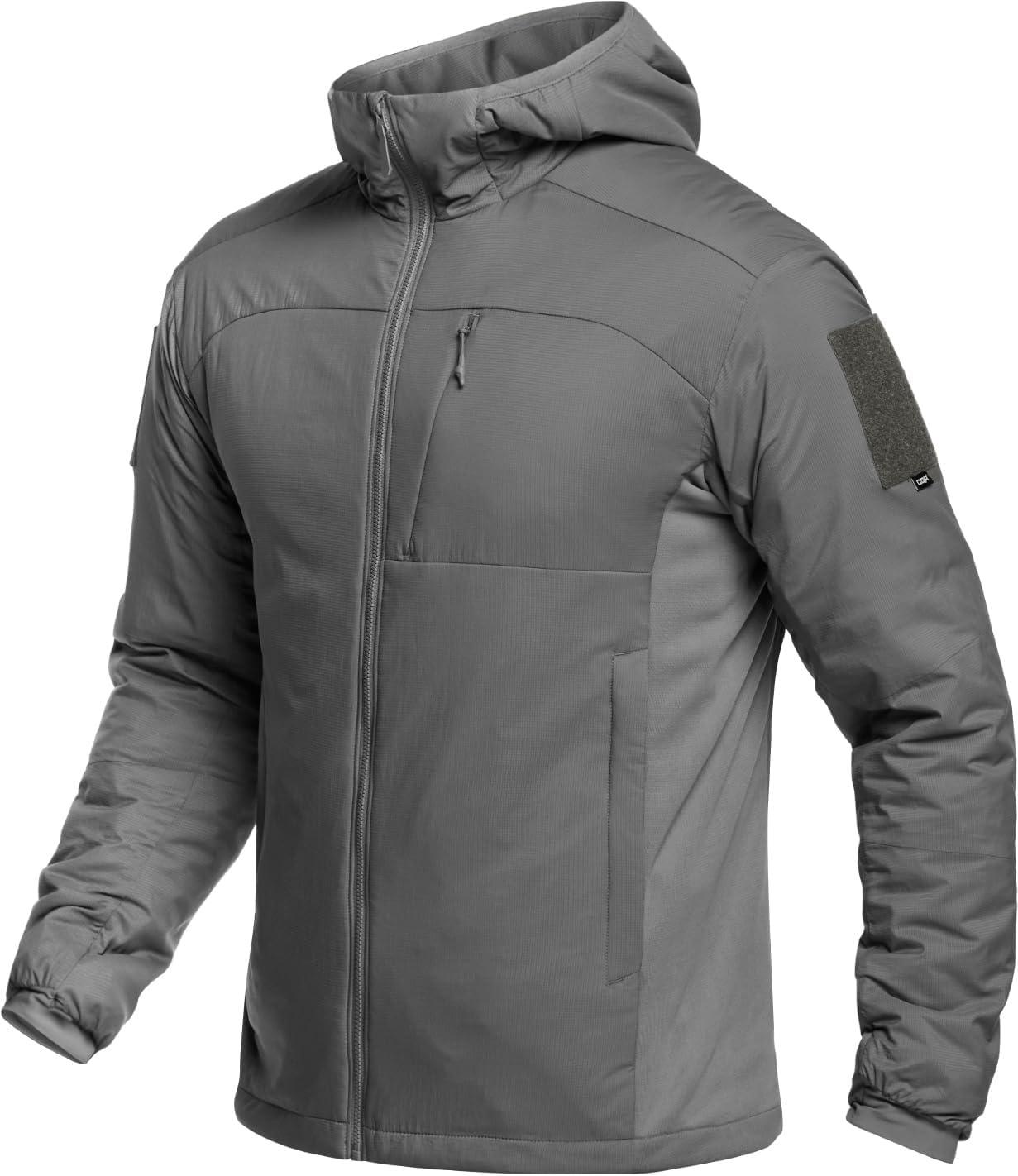 imageCQR Mens Lightweight Warm Insulated Jacket Windproof Water Resistant Winter Active Coat for Hiking Work Outdoor TacticalLightweight Charcoal