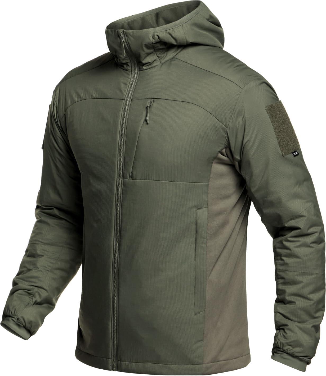 imageCQR Mens Lightweight Warm Insulated Jacket Windproof Water Resistant Winter Active Coat for Hiking Work Outdoor TacticalLightweight Olive