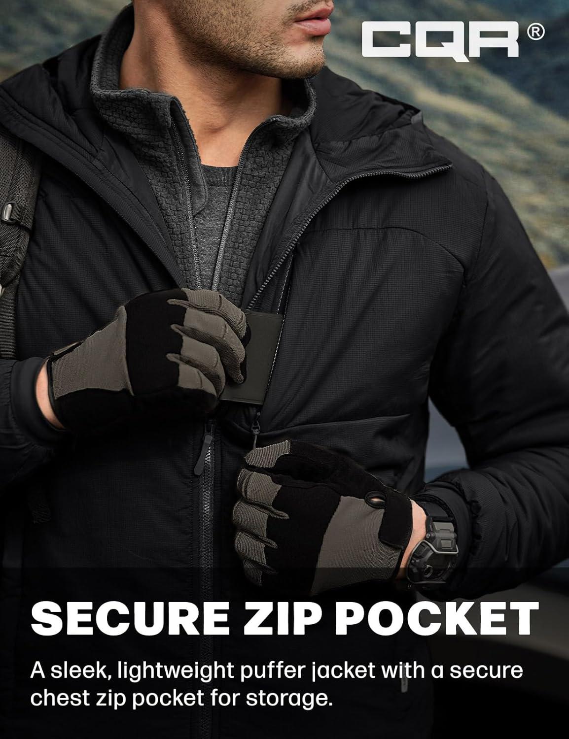 imageCQR Mens Lightweight Warm Insulated Jacket Windproof Water Resistant Winter Active Coat for Hiking Work Outdoor TacticalVeil Black