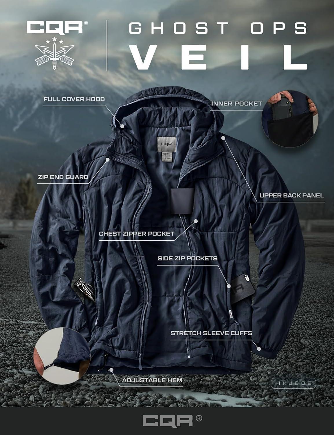 imageCQR Mens Lightweight Warm Insulated Jacket Windproof Water Resistant Winter Active Coat for Hiking Work Outdoor TacticalVeil Navy