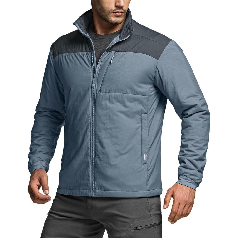 imageCQR Mens Lightweight Warm Insulated Jacket Windproof Water Resistant Winter Active Coat for Hiking Work Outdoor TacticalFrame Shadow Grey Stone Blue