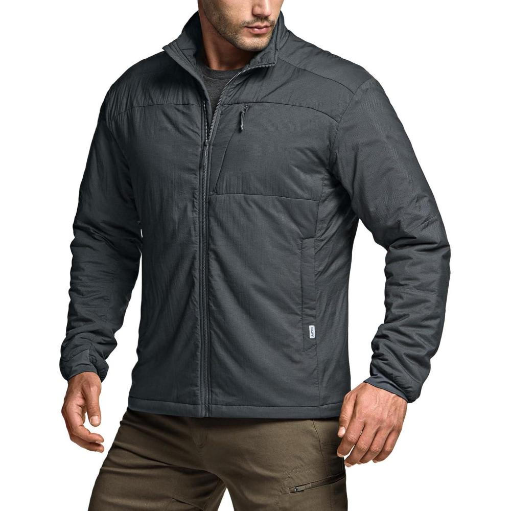 imageCQR Mens Lightweight Warm Insulated Jacket Windproof Water Resistant Winter Active Coat for Hiking Work Outdoor TacticalFrame Shadow Grey