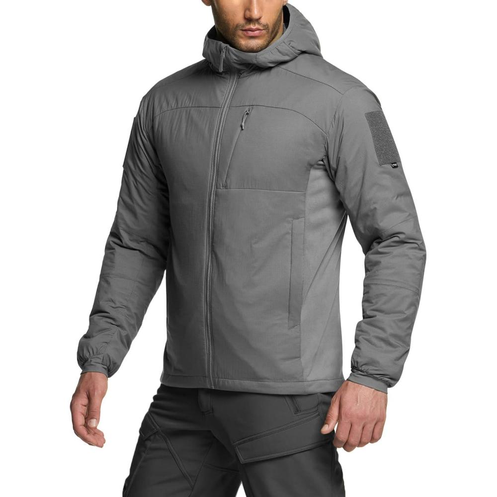 imageCQR Mens Lightweight Warm Insulated Jacket Windproof Water Resistant Winter Active Coat for Hiking Work Outdoor TacticalLightweight Charcoal