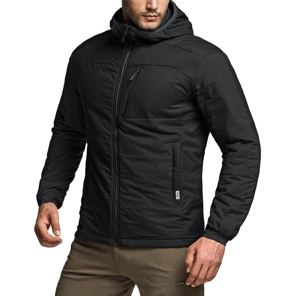 imageCQR Mens Lightweight Warm Insulated Jacket Windproof Water Resistant Winter Active Coat for Hiking Work Outdoor TacticalVeil Black