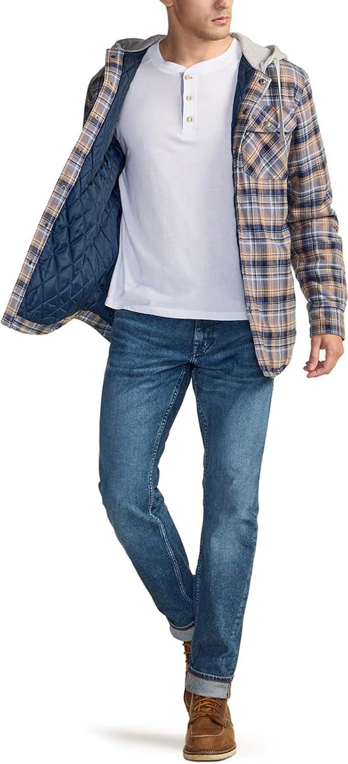 imageCQR Mens Flannel Shirt Jacket Long Sleeve Winter Warm Outdoor Casual Plaid Jacket Coat with PocketsHoodie Basic Cliff Hanger