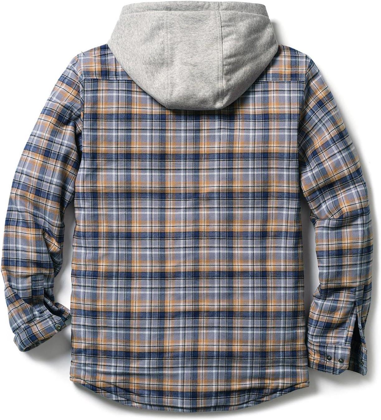 imageCQR Mens Flannel Shirt Jacket Long Sleeve Winter Warm Outdoor Casual Plaid Jacket Coat with PocketsHoodie Basic Cliff Hanger