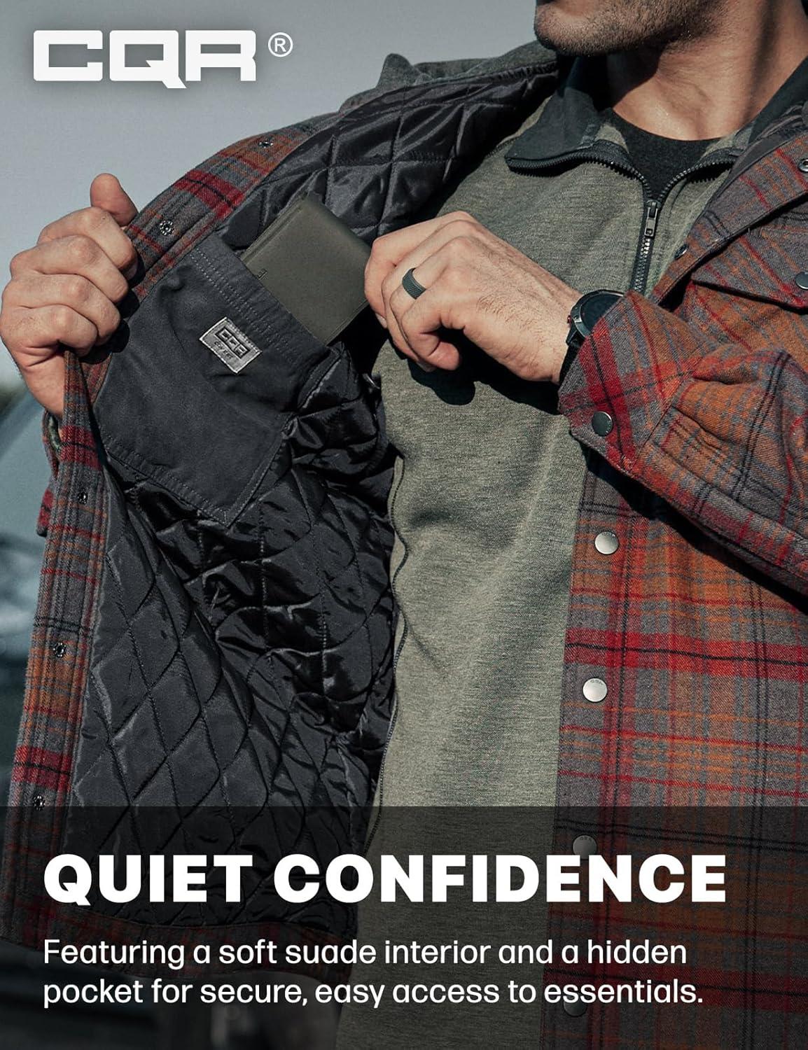 imageCQR Mens Flannel Shirt Jacket Long Sleeve Winter Warm Outdoor Casual Plaid Jacket Coat with PocketsHoodie Stealth Harvest
