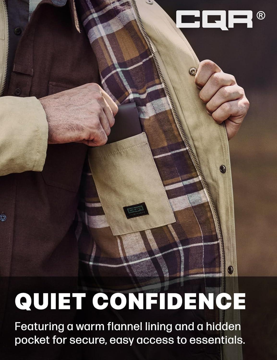 imageCQR Mens Flannel Shirt Jacket Long Sleeve Winter Warm Outdoor Casual Plaid Jacket Coat with PocketsSuede Huntsman Aged Barrel