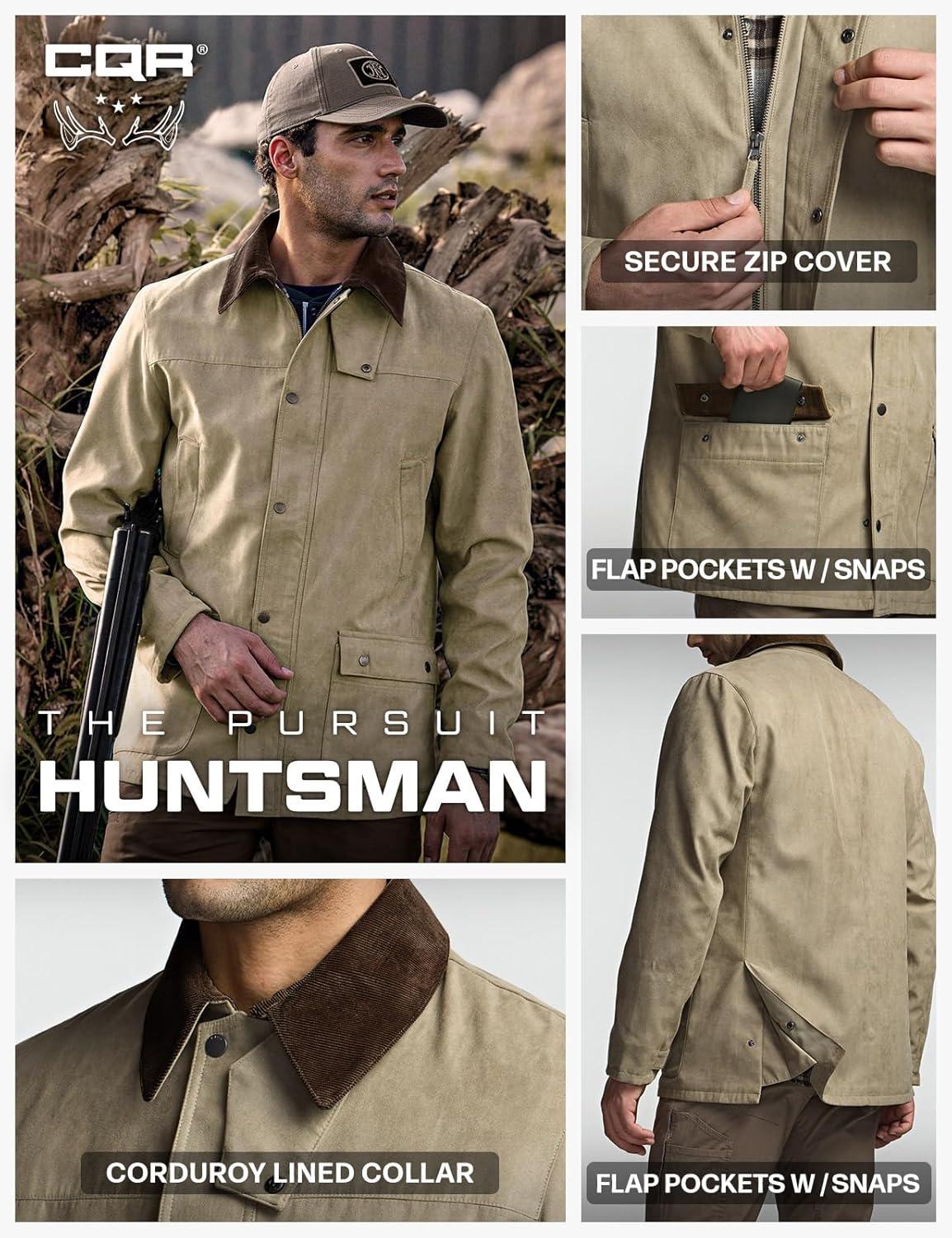 imageCQR Mens Flannel Shirt Jacket Long Sleeve Winter Warm Outdoor Casual Plaid Jacket Coat with PocketsSuede Huntsman Aged Barrel