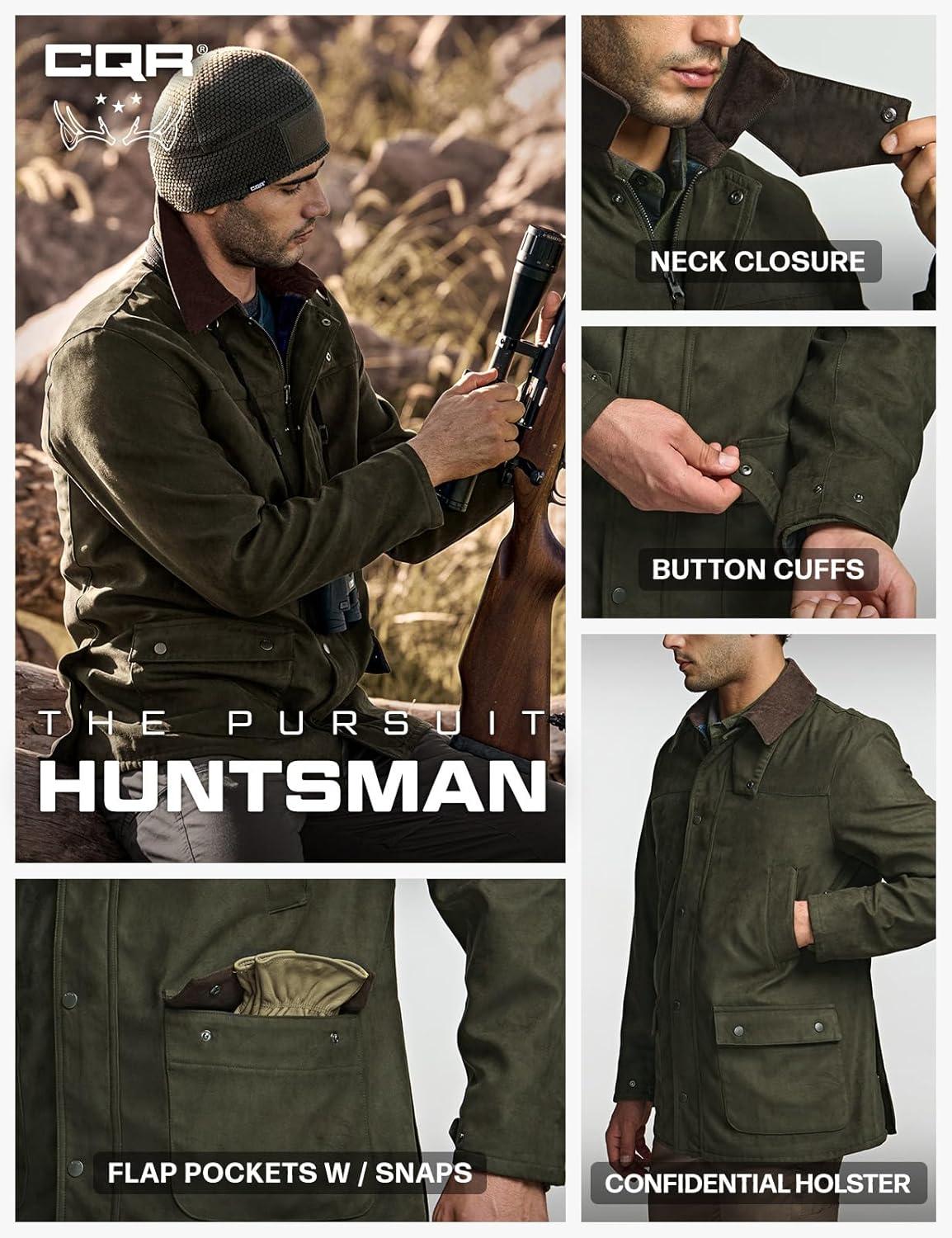 imageCQR Mens Flannel Shirt Jacket Long Sleeve Winter Warm Outdoor Casual Plaid Jacket Coat with PocketsSuede Huntsman Forest Oasis