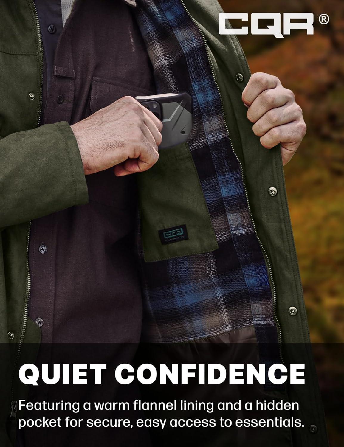 imageCQR Mens Flannel Shirt Jacket Long Sleeve Winter Warm Outdoor Casual Plaid Jacket Coat with PocketsSuede Huntsman Forest Oasis