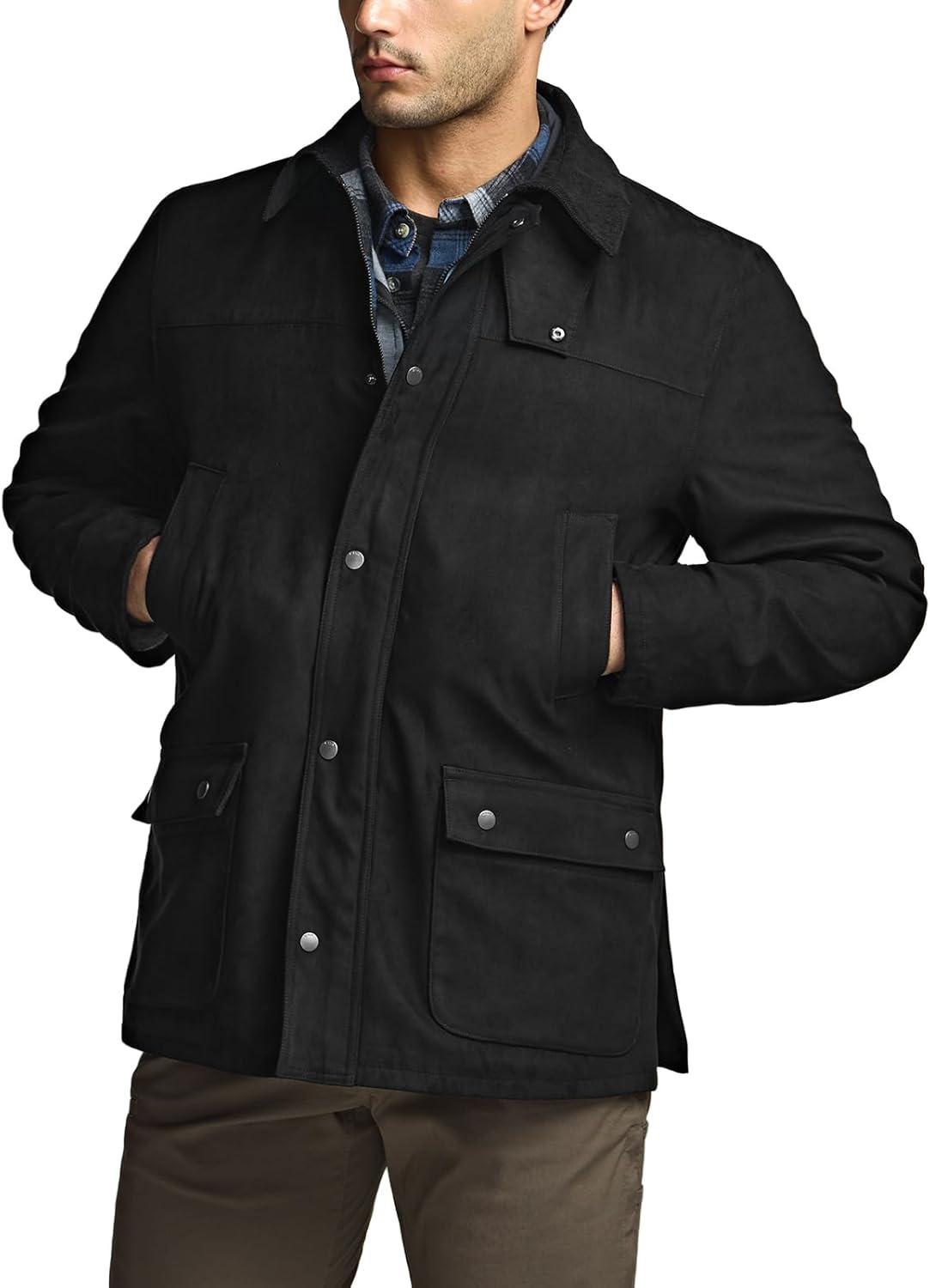 imageCQR Mens Flannel Shirt Jacket Long Sleeve Winter Warm Outdoor Casual Plaid Jacket Coat with PocketsSuede Huntsman Night Sky