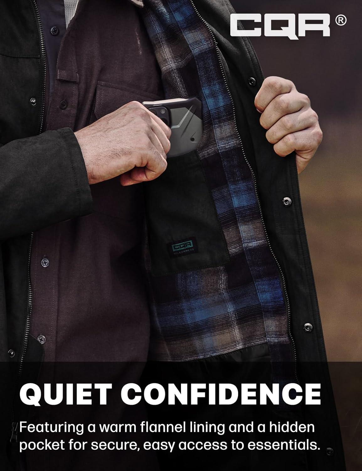 imageCQR Mens Flannel Shirt Jacket Long Sleeve Winter Warm Outdoor Casual Plaid Jacket Coat with PocketsSuede Huntsman Night Sky