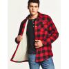 CQR Men’s Flannel Shirt Jacket Long Sleeve, Winter Warm Outdoor Casual Plaid Jacket Coat with Pockets(Sherpa Check Classic Red)