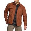CQR Men’s Flannel Shirt Jacket Long Sleeve, Winter Warm Outdoor Casual Plaid Jacket Coat with Pockets(Suede Stealth Copper Brown & Folk Tale)