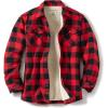 CQR Men’s Flannel Shirt Jacket Long Sleeve, Winter Warm Outdoor Casual Plaid Jacket Coat with Pockets(Sherpa Check Classic Red)