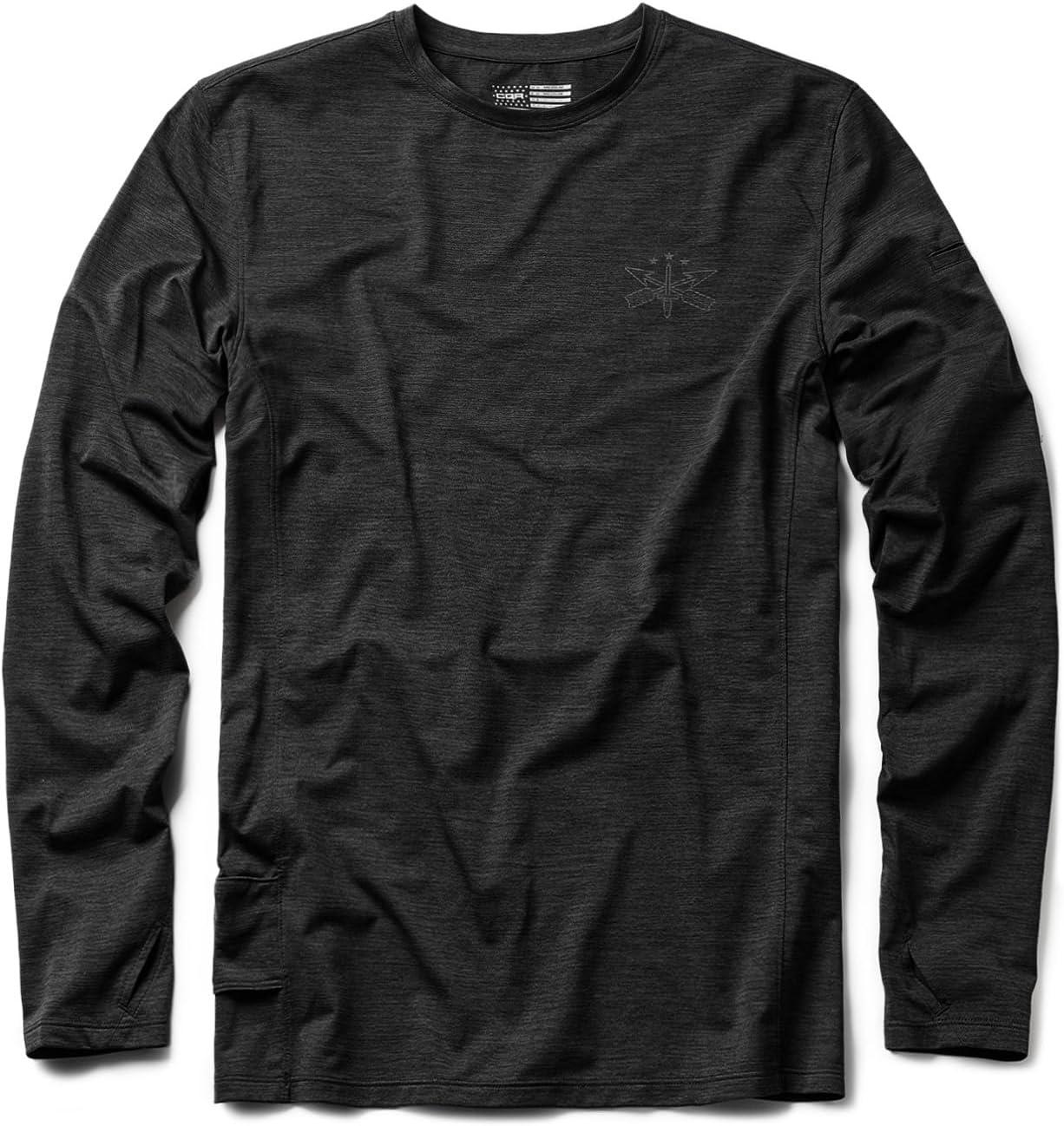 imageCQR Mens UPF 50 Sun Protection Long Sleeve Quick Dry Athletic Shirts Stretch Running Workout Hiking TShirtsNightfall Black