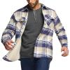 CQR Men’s Flannel Shirt Jacket Long Sleeve, Winter Warm Outdoor Casual Plaid Jacket Coat with Pockets